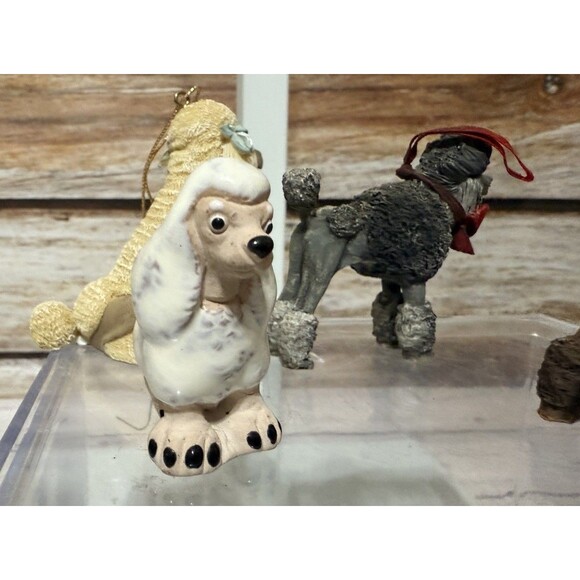 Lot Of Poodle Dog Ornaments And Poodle Figurine Vintage Resin - Picture 8 of 12